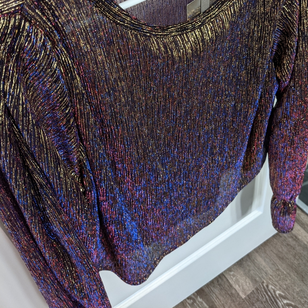 NWT shiny ZARA purple/gold top